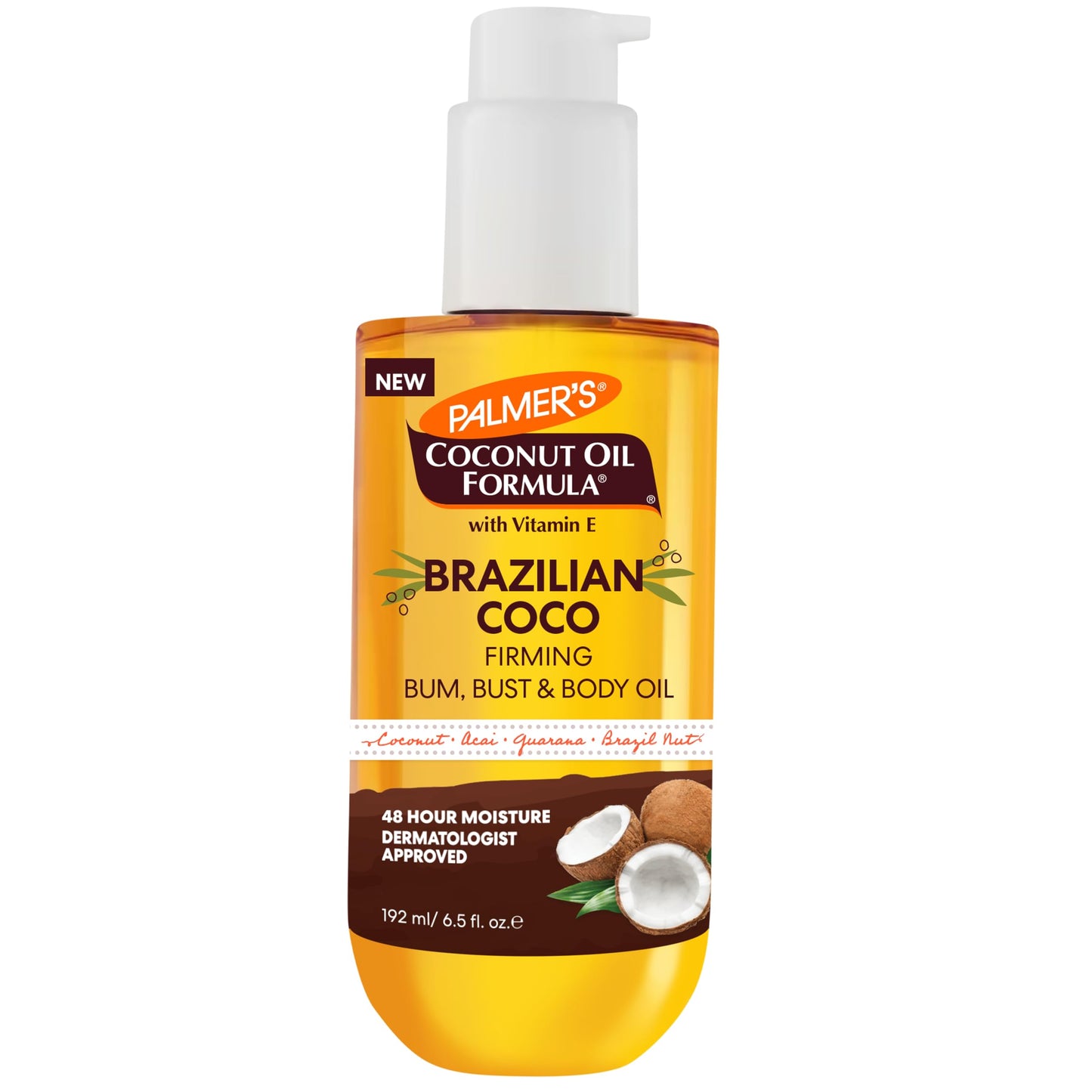 Palmer's Coconut Oil Formula Brazilian Coco Firming Body Oil with Vitamin E, 6.5 Fl Oz, Helps with Skin Tightening & Firming of Bum, Bust & Belly Beauty & Personal Care Palmer's