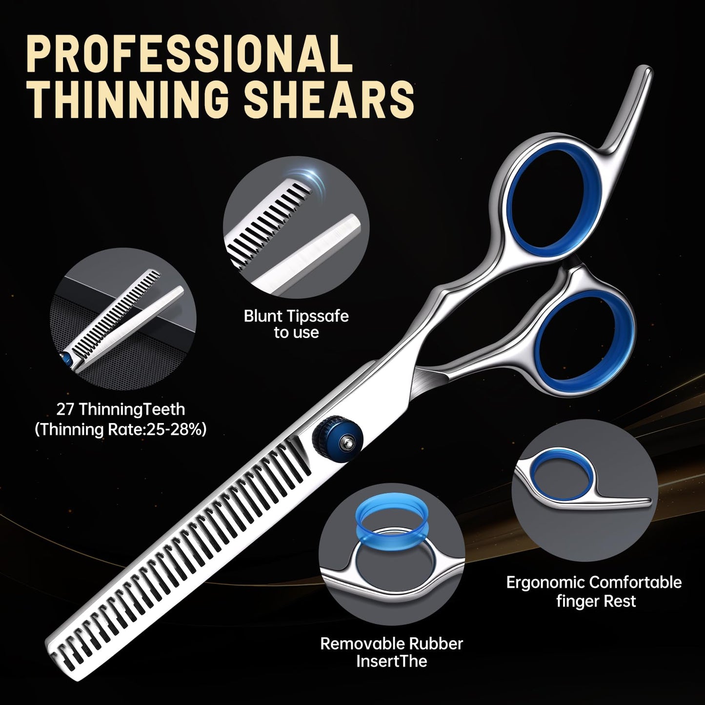 YUQGAOP Hair Cutting Scissors Set, Professional Stainless Cutting Hair Scissors, Barber Hair Cutting Scissors Thinning Shears Sharp Blades Hairdresser Beauty and Personal Care YUQGAOP