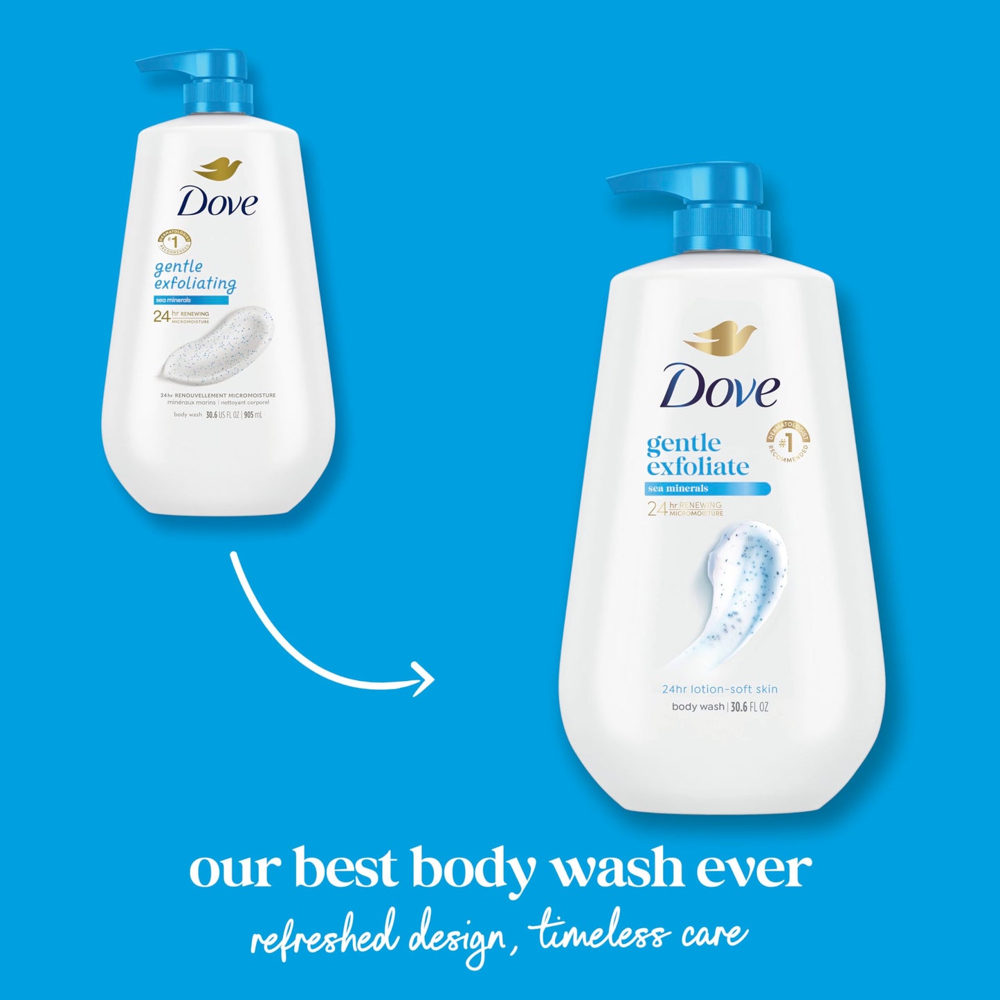Dove Body Wash with Pump Gentle Exfoliate with Sea Minerals For 24hr Lotion-Soft Skin Moisturizing Skin Cleanser with No Sulfates No Parabens 30.6 oz Beauty & Personal Care Dove