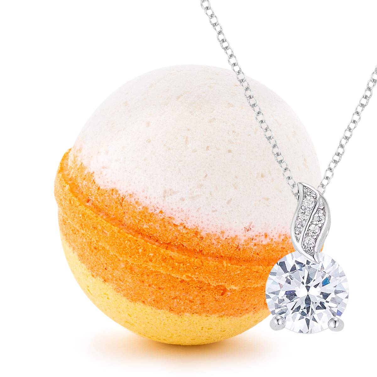 Halloween Trick or Treat! Bath Bomb and Jewelry Surprise Deluxe X Large 9 oz Bath Bombs Fizzies Made in USA, Cruelty Free! Candy Corn Pendant Beauty and Personal Care Kate Bissett