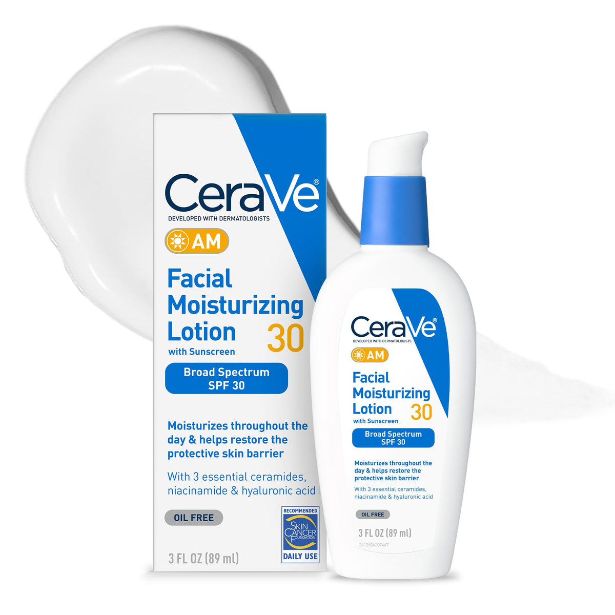 CeraVe AM Facial Moisturizing Lotion with SPF 30, Oil-Free Face Moisturizer with SPF, Formulated with Hyaluronic Acid, Niacinamide & Ceramides Beauty & Personal Care CeraVe