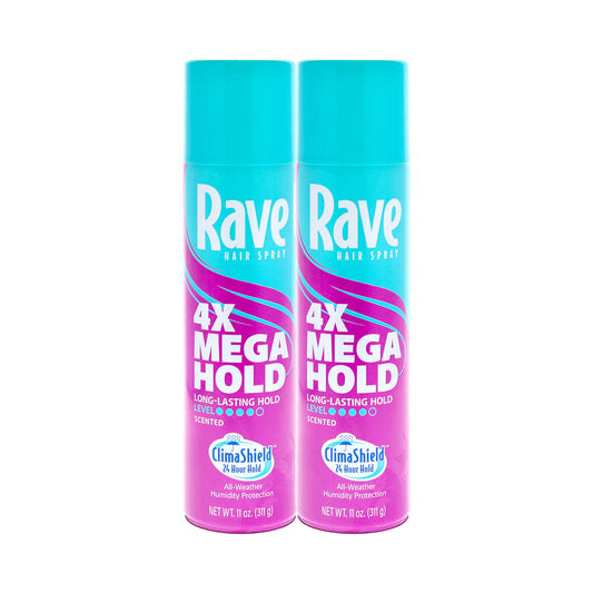 Rave 4X Mega Long-Lasting Firm Hold Scented Hair Spray for Heat Protection, Volume and Shine - ClimaShield for Extra Humidity & Minimizes Frizz - 2 pc Beauty & Personal Care rave