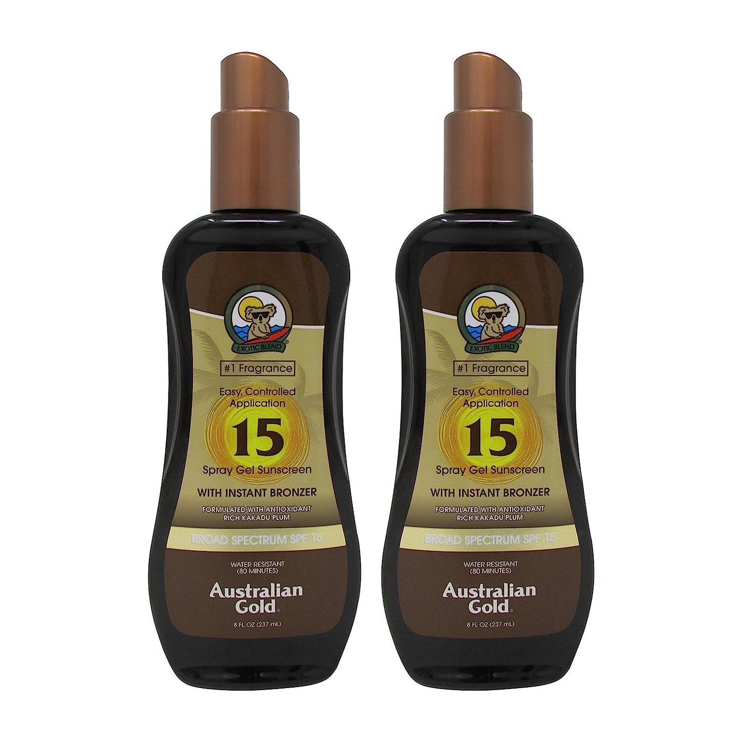 Australian Gold SPF 15 Sunscreen Spray Gel with Instant Bronzer, 8 Ounce (2 Pack) Beauty & Personal Care Australian Gold