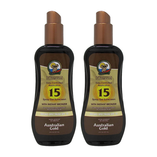 Australian Gold SPF 15 Sunscreen Spray Gel with Instant Bronzer, 8 Ounce (2 Pack) Beauty & Personal Care Australian Gold