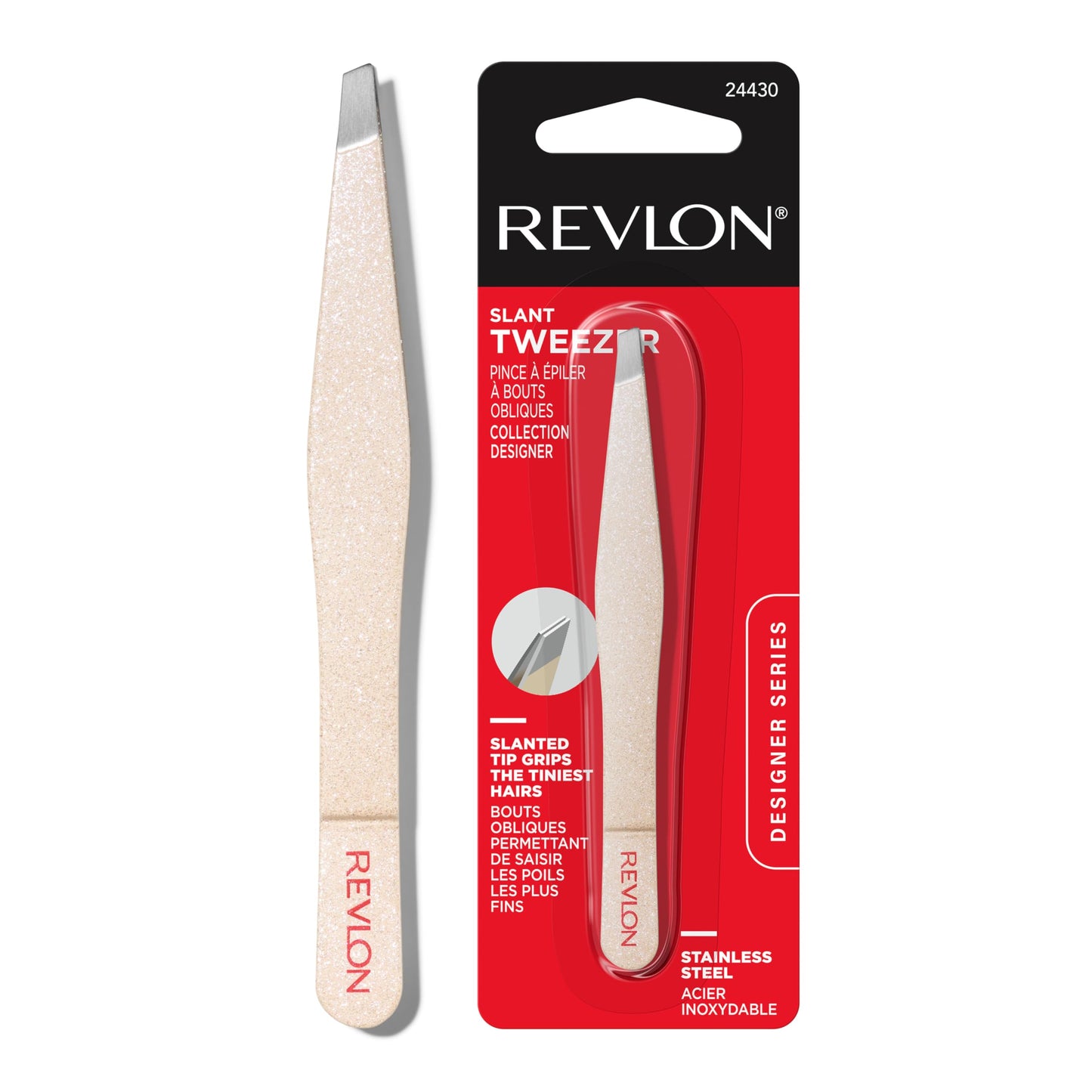 Revlon Designer Series Slant Tweezer, High Precision, Made With Long Lasting Stainless Steel, 1 Count Beauty & Personal Care REVLON