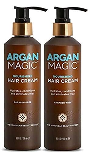 Argan Magic Nourishing Hair Cream - Hydrates, Conditions, and Eliminates Frizz for All Hair Types | Seals in Shine | Paraben Free, (8.5 oz / 2 Pack) Beauty & Personal Care Argan Magic