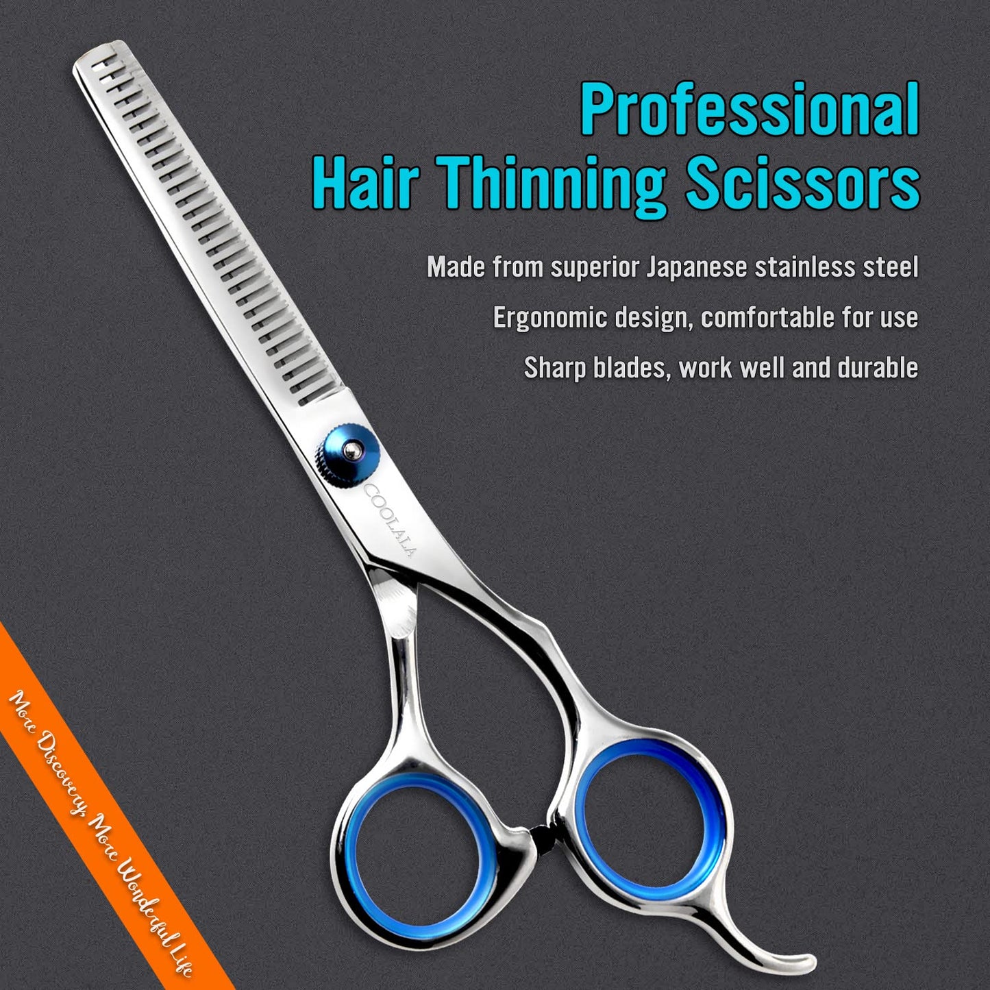 COOLALA Stainless Steel Hair Cutting Scissors Thinning Shears 6.5 Inch Professional Salon Barber Haircut Scissors Family Use for Man Woman Adults Kids Beauty and Personal Care COOLALA