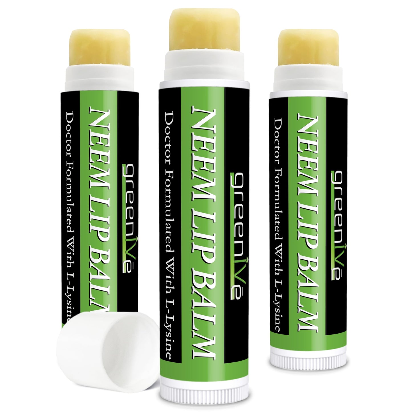 GreenIVe Neem Lip Balm Vegan Lip Moisturizer Neem Seed Oil L-Lysine Handcrafted Natural Lip Care Chap Stick for Dry Lips Cracked Lips Sensitive Lips Beauty and Personal Care GreenIVe