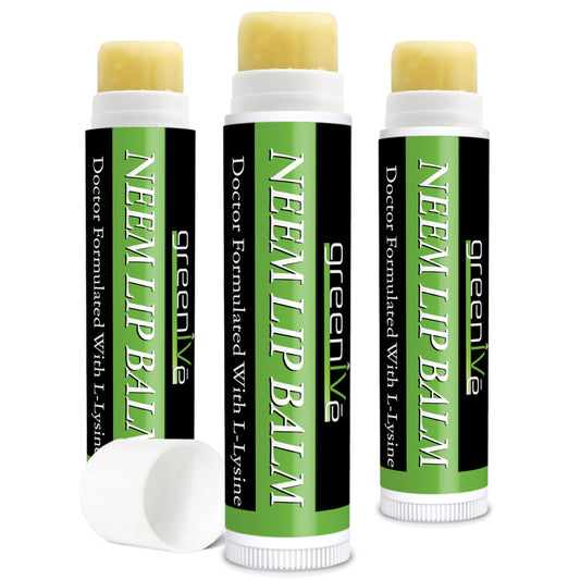 GreenIVe Neem Lip Balm Vegan Lip Moisturizer Neem Seed Oil L-Lysine Handcrafted Natural Lip Care Chap Stick for Dry Lips Cracked Lips Sensitive Lips Beauty and Personal Care GreenIVe