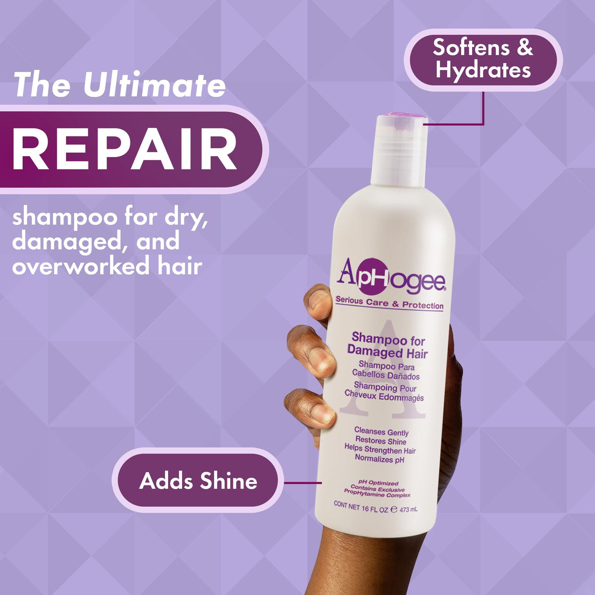 Aphogee Replenishing Repair Shampoo for Dry Damaged Hair (16 Fl Oz)