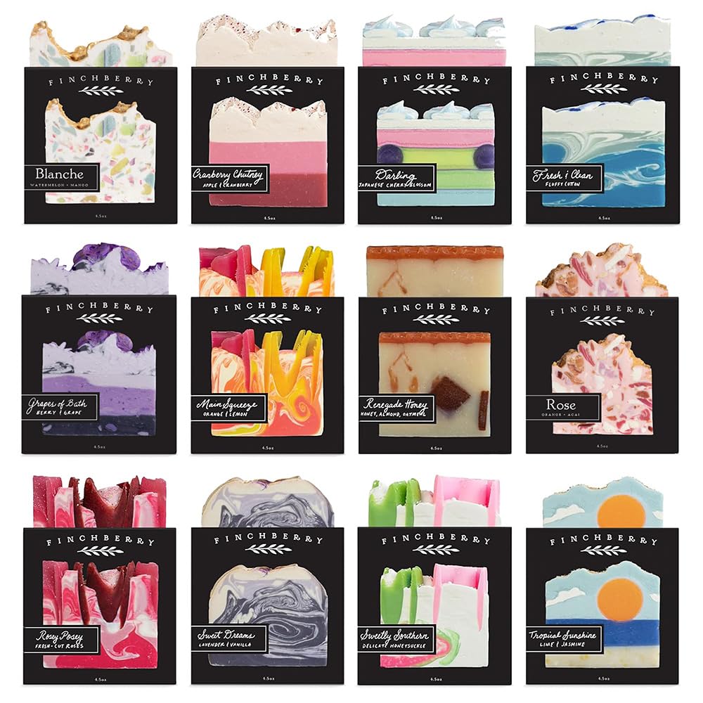 FinchBerry Year of Soap Set - Natural Shea and Coconut Oil, Rich Scents and Lush Lather, Ideal Gift Box for Everyday Comfort and Self-Care - 12 Beauty & Personal Care FinchBerry