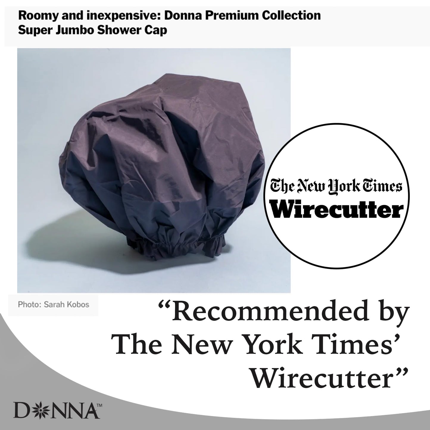 DONNA Super Jumbo Shower Cap - Comfortable Elastic Band, 100% Waterproof Hair Cap for Long Hair, Braids & Thick Styles, Reusable Big Shower Cap Beauty & Personal Care DONNA