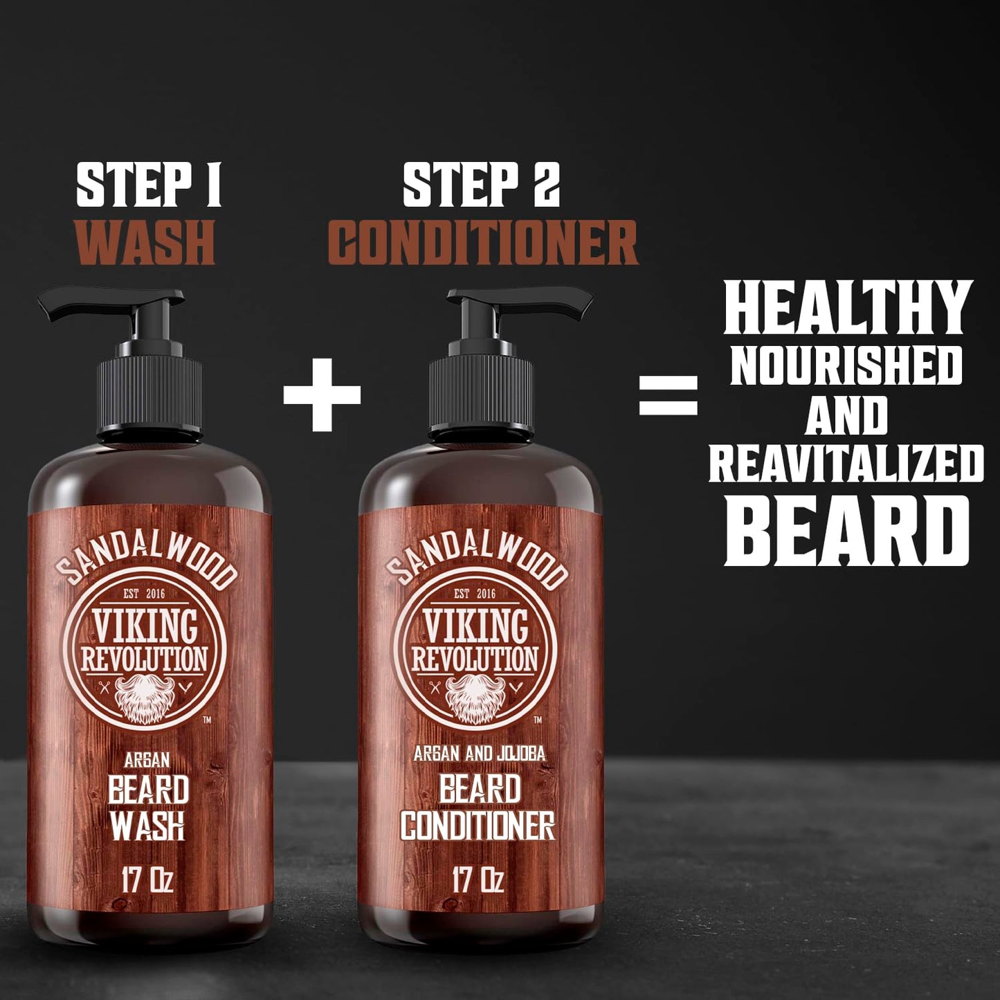 Viking Revolution Beard Conditioner w/Argan & Jojoba Oils - Softens & Strengthens - Sandalwood Scent - Beard Conditioner w/Beard Oil (17oz Beauty & Personal Care Viking Revolution