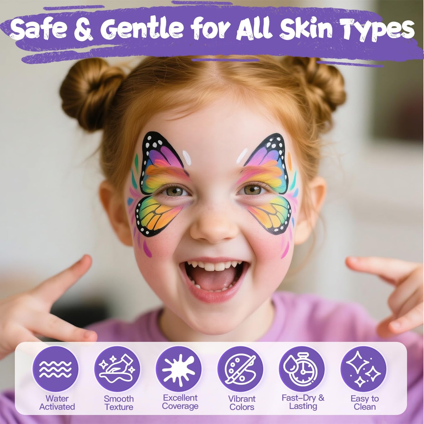 Face Painting Kit for Kids, 36 Colors Water Activated Face Paint with Brushes & Stencils, Non-Toxic Halloween Makeup Kit, Professional Face Body Paint Beauty & Personal Care Asddage