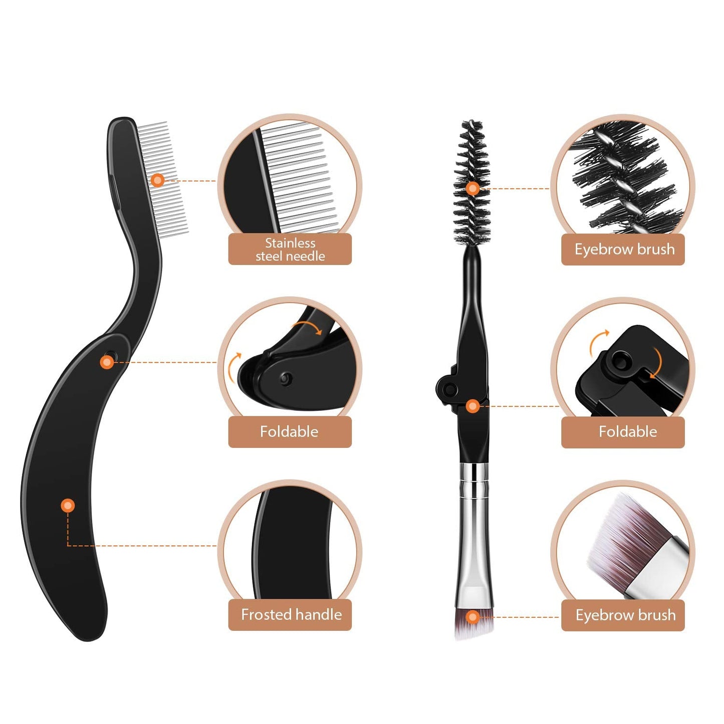 Boao 4 Pieces Folding Eyebrow Comb Eyelash Comb Lash Separator Tool Eyelash Grooming Brush for Making Up Supplies Tools(4 Pieces,Style A) Beauty & Personal Care Boao