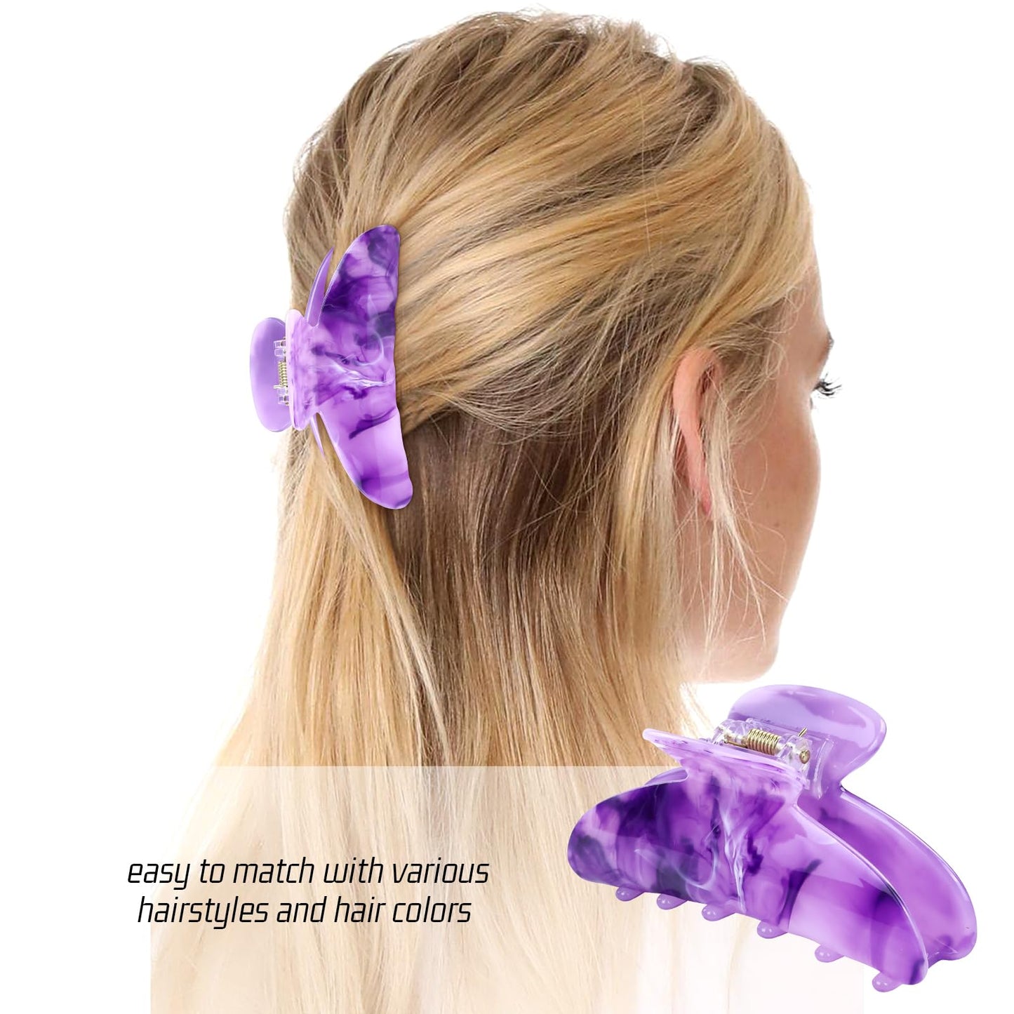 Lawie 6 Pack Pink Blue Green Purple Brown Butterfly Octopus Plastic Hair Claw Clips Jaw Barrettes Grips Clamps Decorative Buns Chignon Twist Hair Up Beauty & Personal Care Lawie