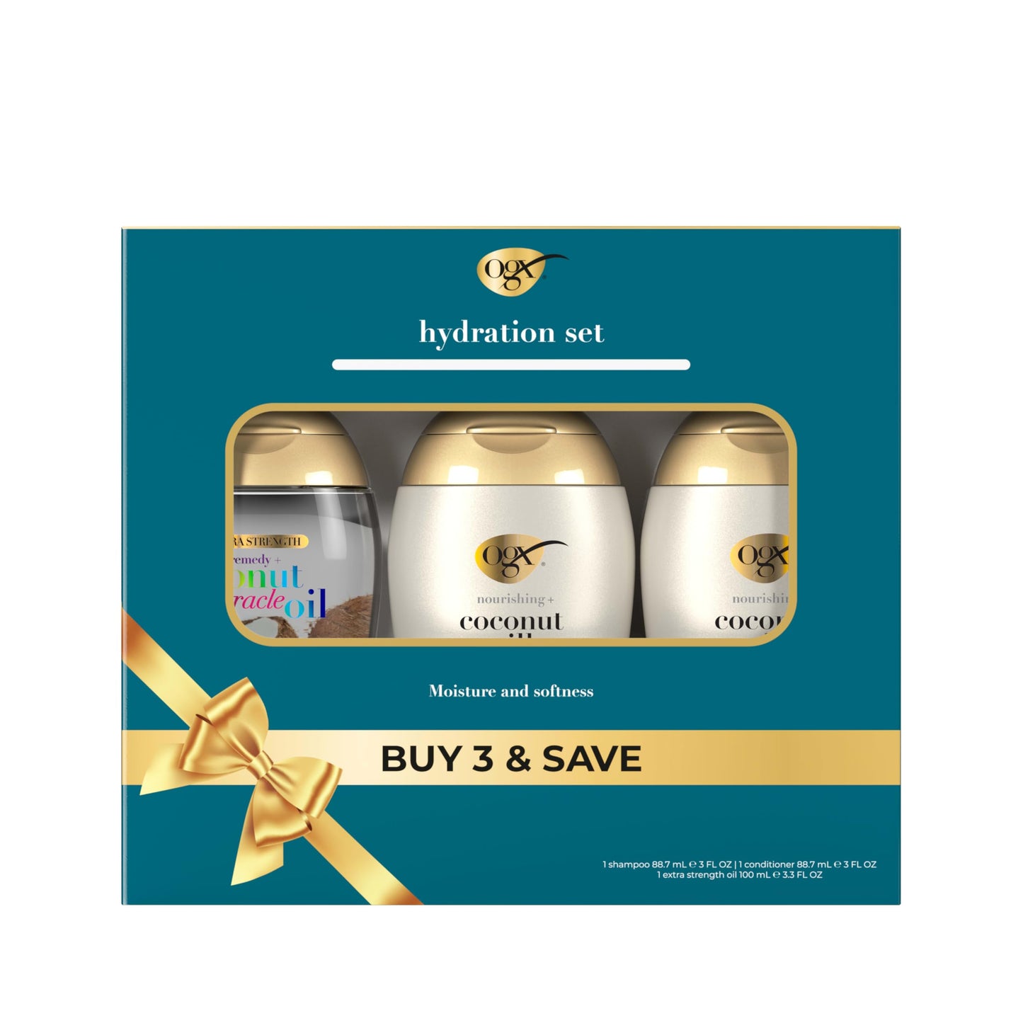 OGX Giftset Nourishing + Coconut Milk Shampoo & Conditioner & Extra Strength Damage Remedy + Coconut Miracle Oil Penetrating Hair Oil (3pc Hydration Beauty & Personal Care OGX