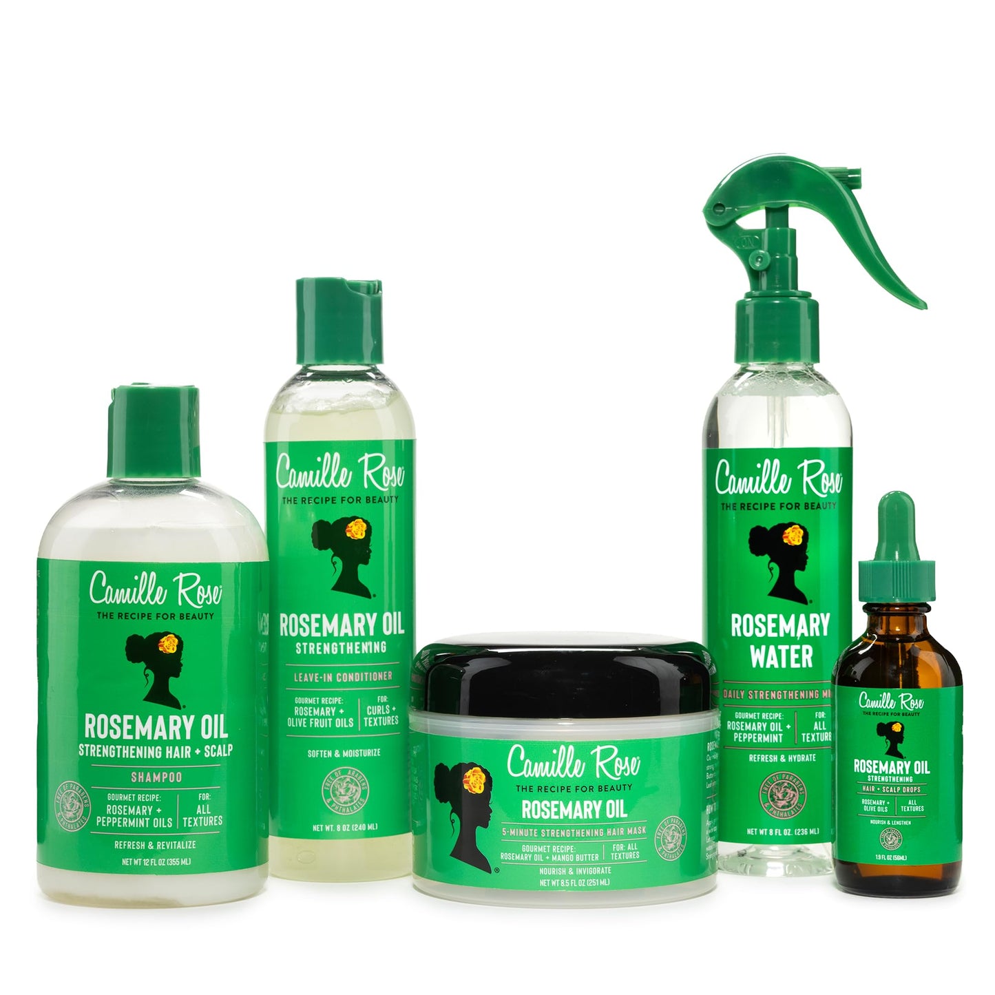 Camille Rose Rosemary Water, Daily Hair Strengthening Mist 2-Pack - Hydrating Refresher Spray with Rosemary Oil, Peppermint & Aloe Vera, 8 Oz Ea Beauty and Personal Care Camille Rose