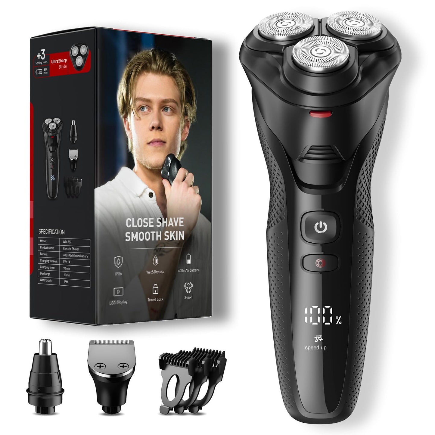 rategist ??-????-?? Electric Razor for Men: IPX7 Waterproof Electric Shavers for Men - Adjustable One Touch Acceleration, Professional Results at Home Beauty and Personal Care rategist