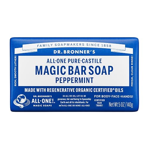 Dr. Bronner's - Pure-Castile Magic Bar Soap (Peppermint, 5 ounce) - Made with Organic Oils, For Face, Body and Hair, Gentle and Moisturizing Beauty & Personal Care Dr. Bronner's