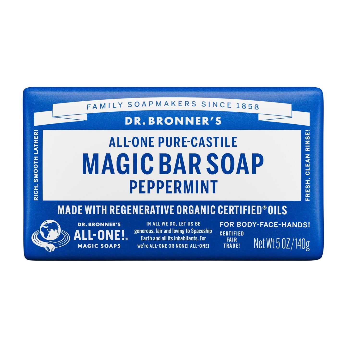 Dr. Bronner's - Pure-Castile Magic Bar Soap (Peppermint, 5 ounce) - Made with Organic Oils, For Face, Body and Hair, Gentle and Moisturizing Beauty & Personal Care Dr. Bronner's