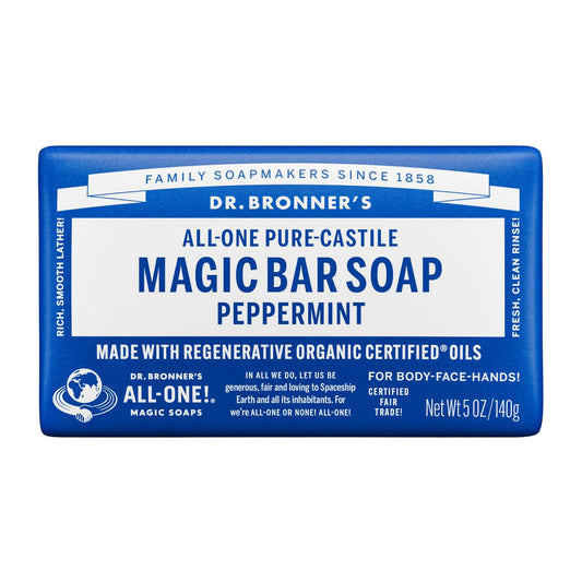 Dr. Bronner's - Pure-Castile Magic Bar Soap (Peppermint, 5 ounce) - Made with Organic Oils, For Face, Body and Hair, Gentle and Moisturizing Beauty & Personal Care Dr. Bronner's
