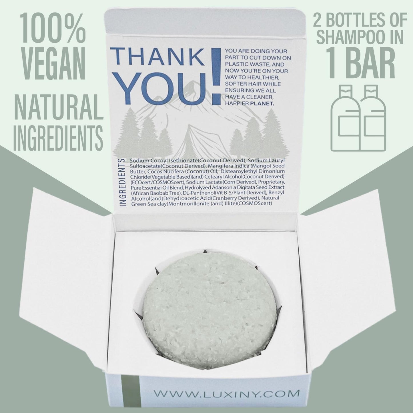 Luxiny Tea Tree Mint Shampoo and Conditioner Bar Set - 1 Sulfate Free Shampoo Bar (60g), 1 Deep Conditioner Bar (50g) for All Hair Types, Made in USA Beauty & Personal Care Luxiny