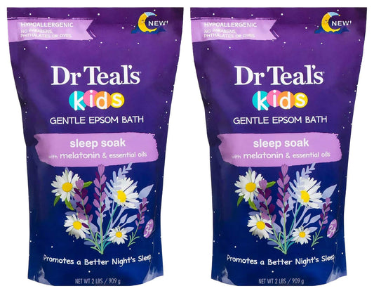Dr. Teal's Kids' Gentle Sleep Soak with Pure Epsom Salt & Melatonin - (2 Pack, 2lbs Ea.) - Coconut and Other Essential Oils Relieve Stress & Soothe Beauty and Personal Care Dr Teal's