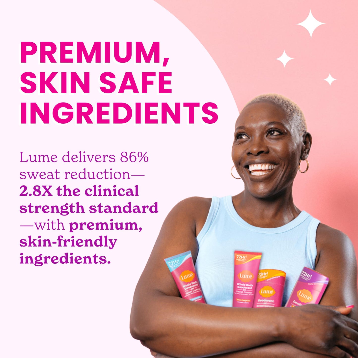 Lume Deodorant Plus Sweat Control - Smooth Solid Stick - Extra Strength Antiperspirant - 72 Hour Odor And Sweat Control - Baking Soda Free, Skin Beauty and Personal Care Lume
