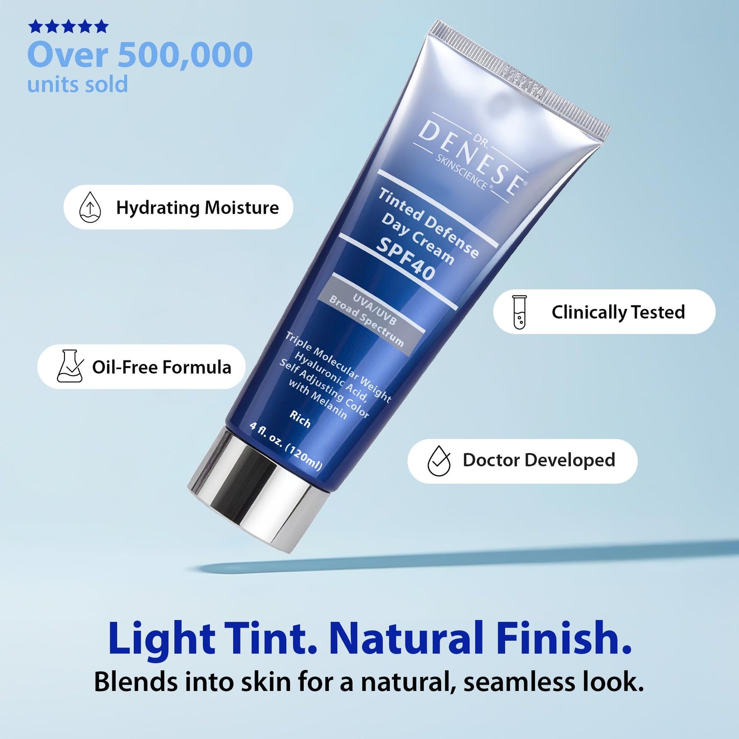 Dr. Denese SPF 40 Defense Day Cream 4 oz - Natural Tinted Moisturizer & Daily Sunscreen for Radiant Hydrated Skin - BB Cream with Antioxidants Beauty & Personal Care Dr. Denese