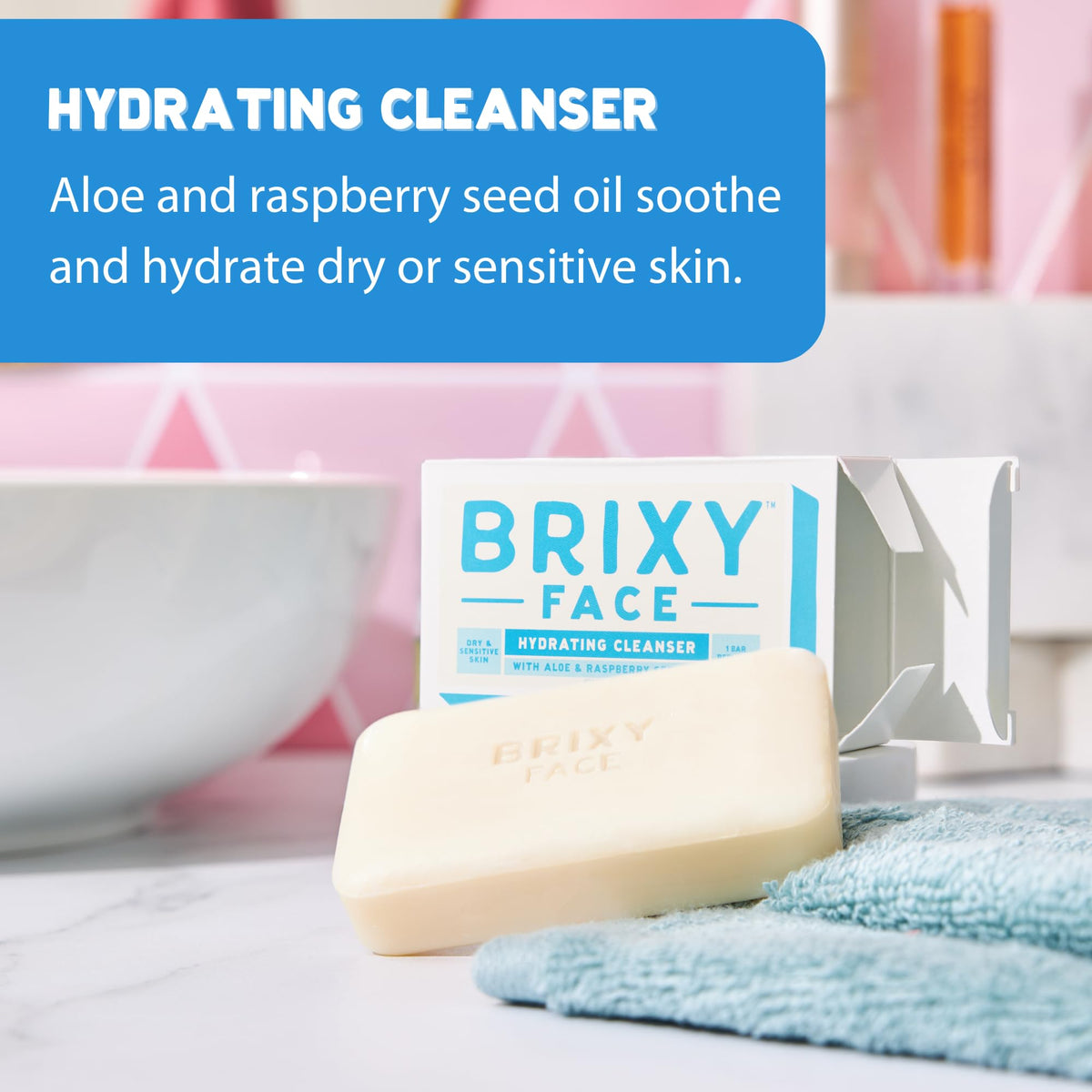 BRIXY Hydrating Facial Cleansing Bar For Dry Skin - Aloe and Raspberry Seed Oil To Soothe And Moisturize, Ceramide & Niacinamide Support A Heathy Skin Beauty & Personal Care BRIXY