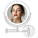 OVENTE Wall Mounted Lighted Makeup Mirror, 9" Double Sided 1X/10X Magnifying Vanity Mirror for Bathroom with LED Lights, Cordless, 360° Rotation Beauty & Personal Care OVENTE