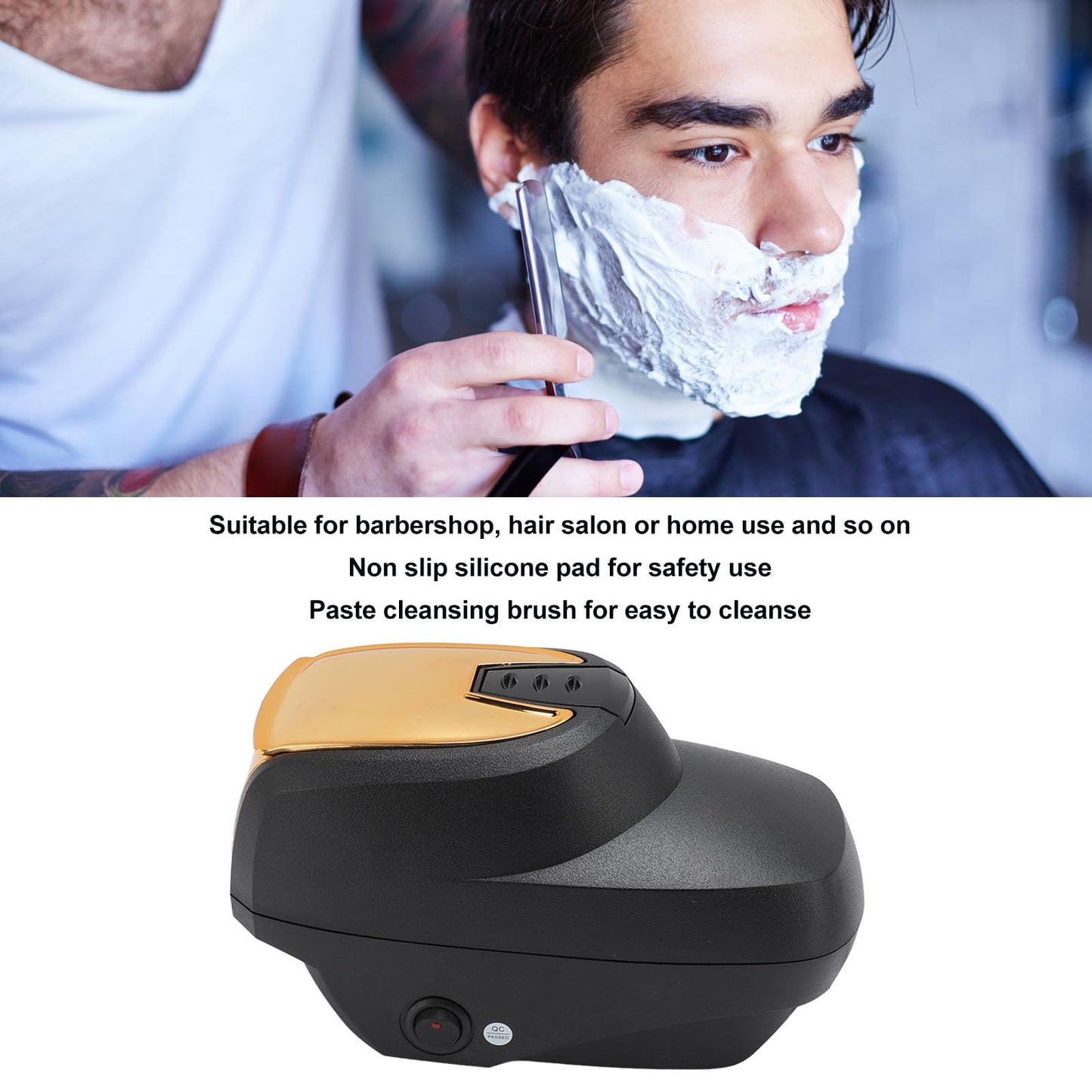 Professional Hot Lather Machine for Shaving Large Capacity Electric Foaming Machine Shaving Foam Machine for Home Salon Barber Shop, Black Gold (US Beauty and Personal Care Pongnas
