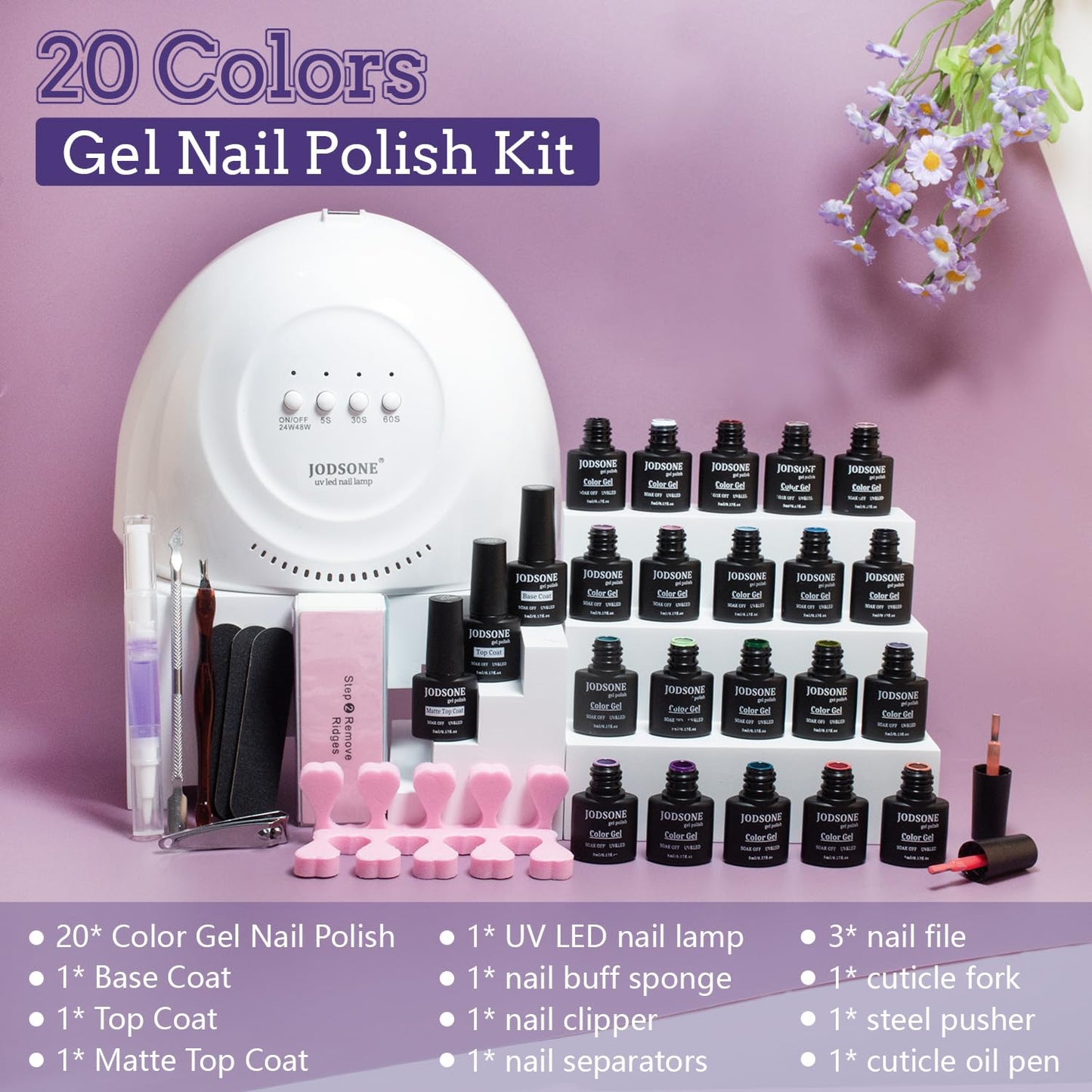 JODSONE 32 Colors Gel Nail Polish Kit with U V Light Gel Polish Nail Kit with Long Lasting All-In-One Profession Nail kit Tools Suitable for Novices Beauty and Personal Care JODSONE