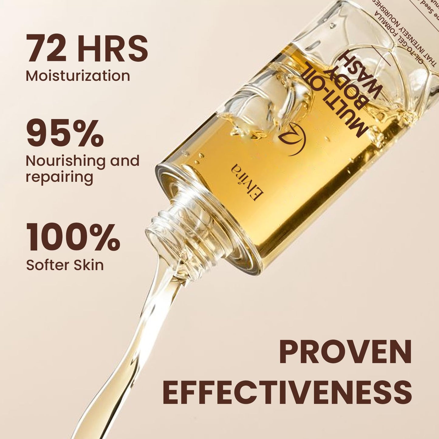 Elvira Multi-Oil Cleansing & Hydrating Shower Oil, Body Wash for Women, Oil-to-Milky Lather, Moisturized and Softer Skin Beauty & Personal Care Elvira