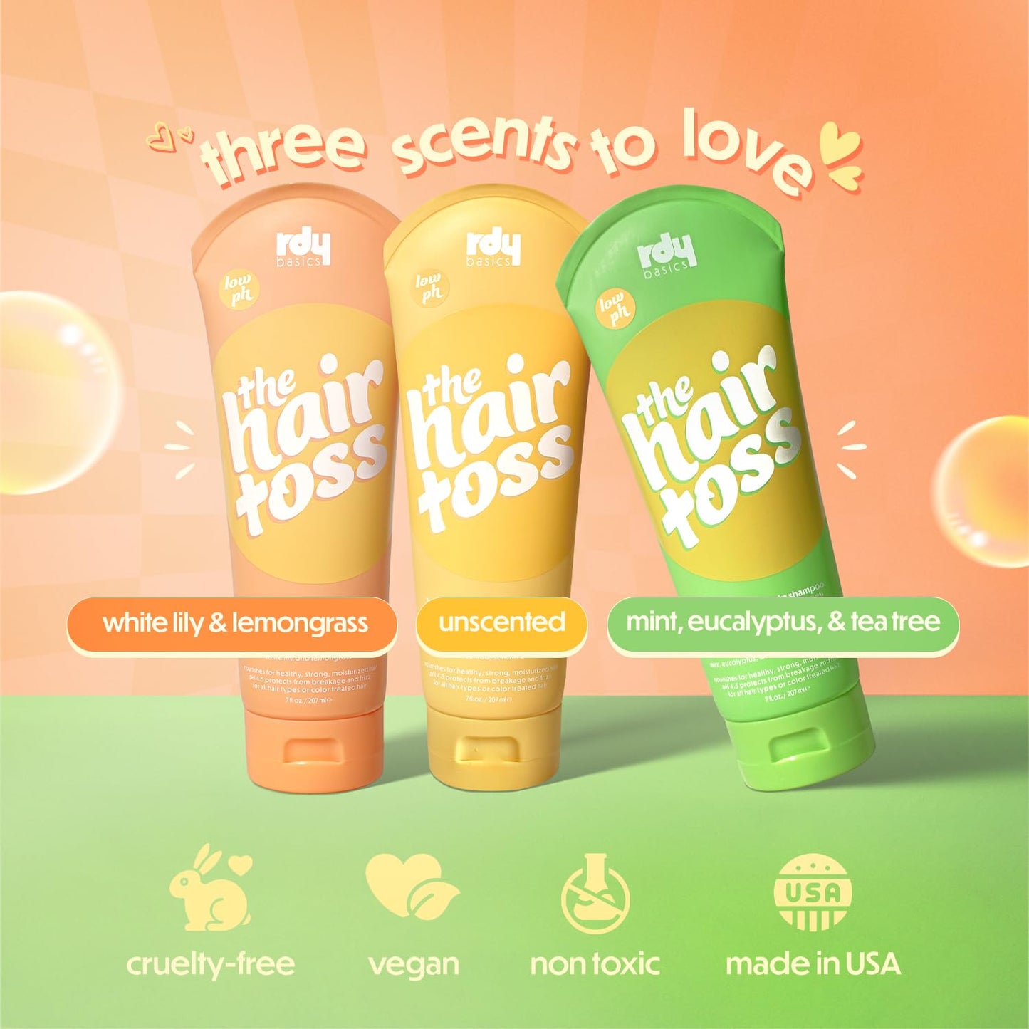 The Hair Toss Men & Women Shampoo And Conditioner Set 13.5floz/7floz - White Lily & Lemongrass - Formulated 4.5pH Moisturizing Paraben and Sulfate Beauty & Personal Care rdy basics