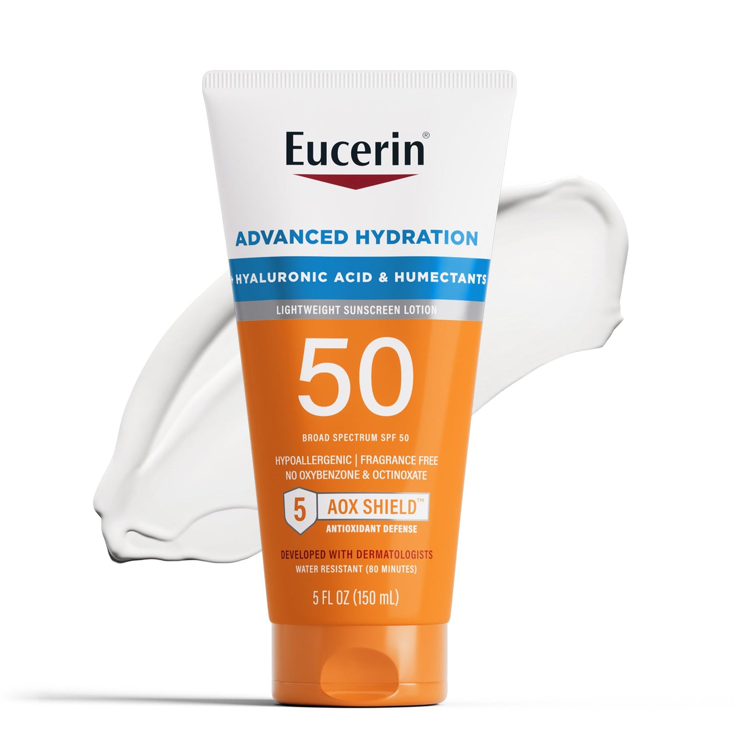 Eucerin Sun Advanced Hydration SPF 50 Sunscreen Lotion, Lightweight Sunscreen with Hyaluronic Acid and Humectants, Hypoallergenic, Fragrance Free, No Beauty & Personal Care Eucerin