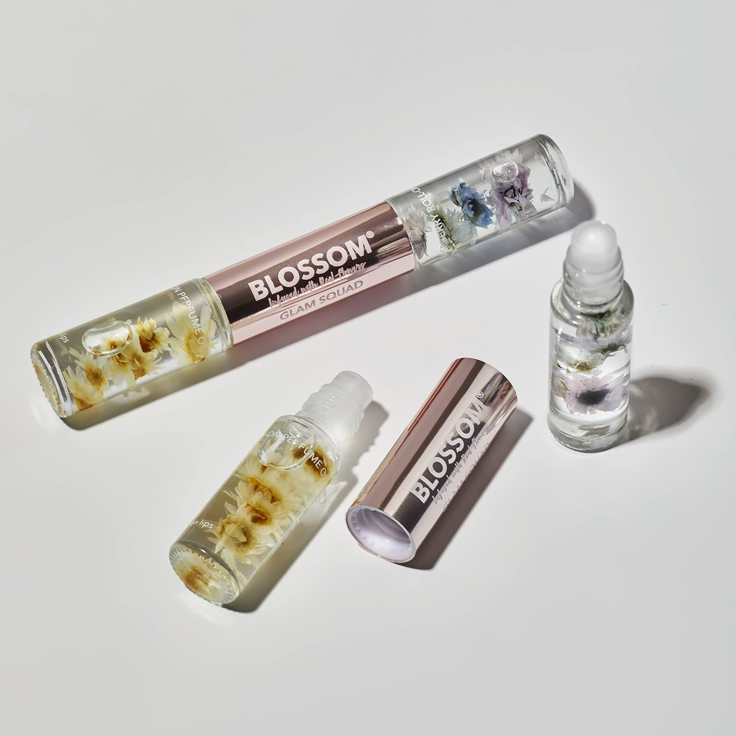 Blossom Lip Gloss & Roll On Perfume for Women, Glam Squad Double Sided Gift Set, Infused with Real Flowers, Bachelorette Gift, Made in USA 0.2oz Beauty & Personal Care Blossom