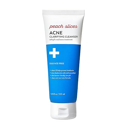 Peach Slices - Acne Clarifying Cleanser (4.05 oz) - 2% Salicylic Acid Acne Treatment - Clear & Prevent Breakouts, Hydrate - Cucumber, Cica, Acerola Beauty & Personal Care Peach Slices