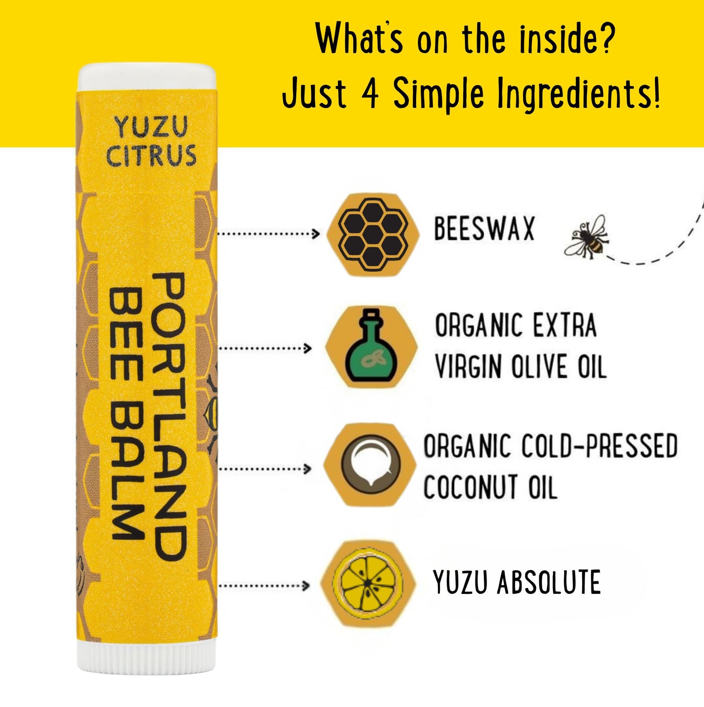 Portland Bee Balm All Natural Handmade Beeswax Based Lip Balm, Yuzu Citrus 3 Count Beauty & Personal Care Portland Bee Balm