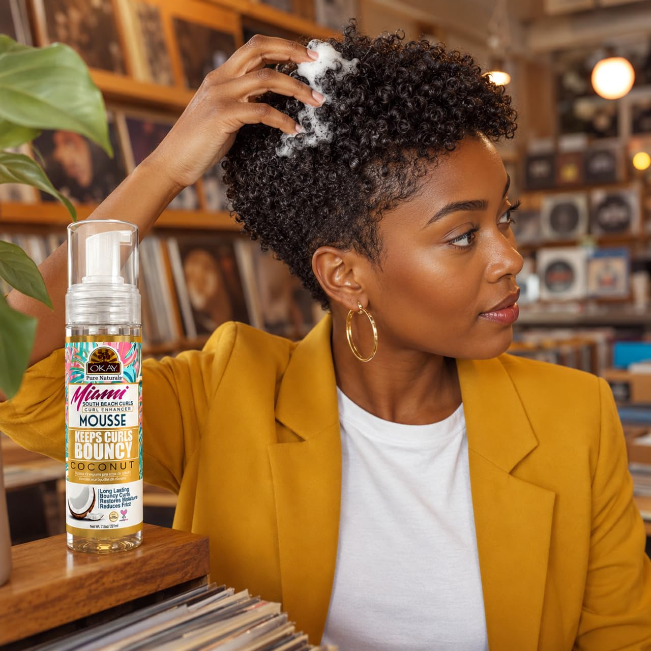 OKAY Miami South Beach Curls Curl Enhancer Mousse 7.5 oz - Lightweight Curl Defining Hair Styling Foam with Coconut Oil & Aloe Vera for Frizz Control Beauty & Personal Care OKAY