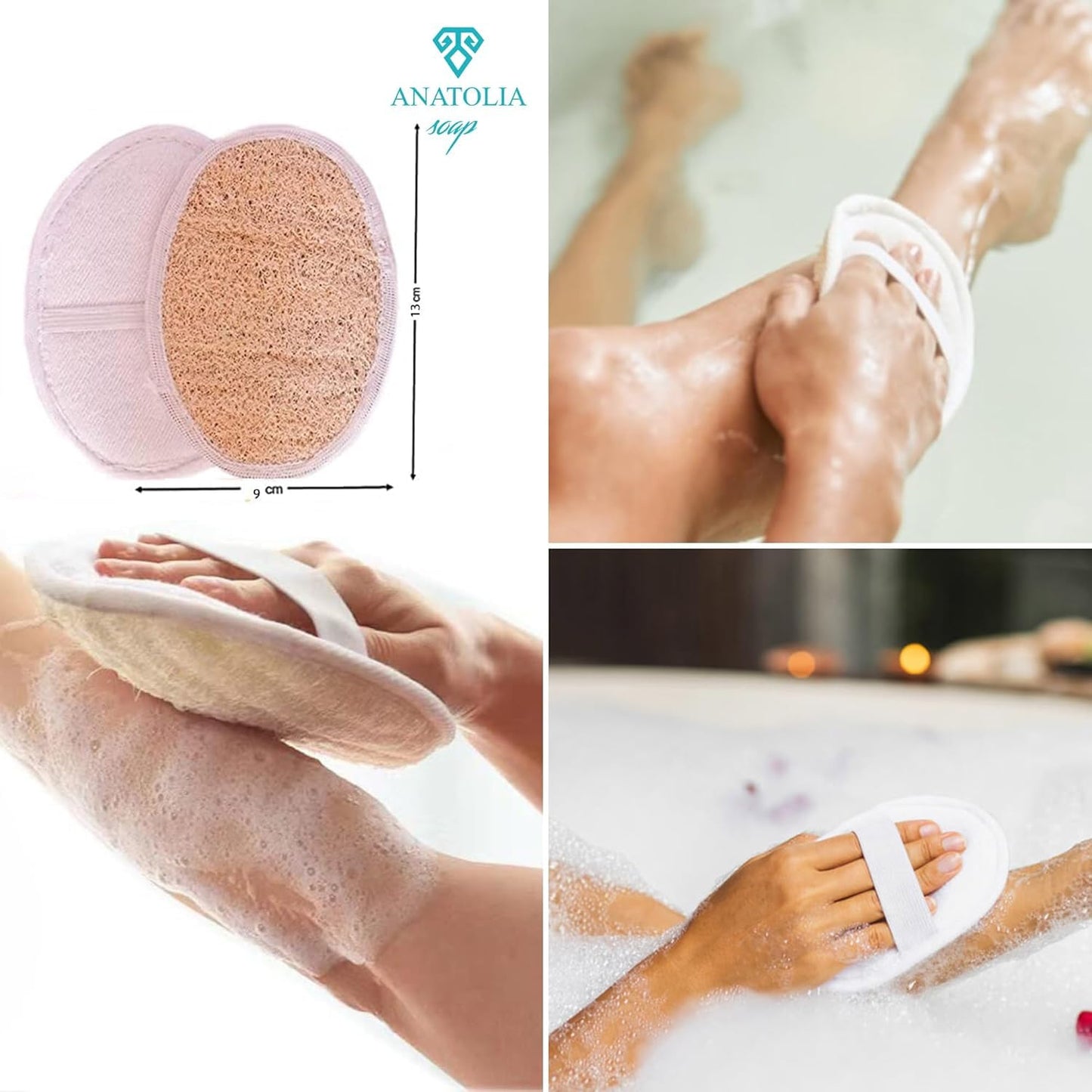 Turkish Hammam Cream Exfoliating Kesse & Body Loofah & Face Loofah, for Shower Exfoliating Mitt Body Scrubber Skin Exfoliator & Dead Skin Remover Beauty and Personal Care Anatolia Soap