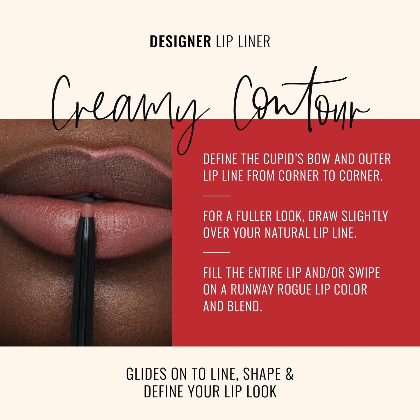 Runway Rogue Designer Liner Lip Pencil, Matte Medium Dusty-Rose Lip Liner Pencil and Lip Liner Sharpener, ‘Work It Babe’ Beauty & Personal Care Runway Rogue