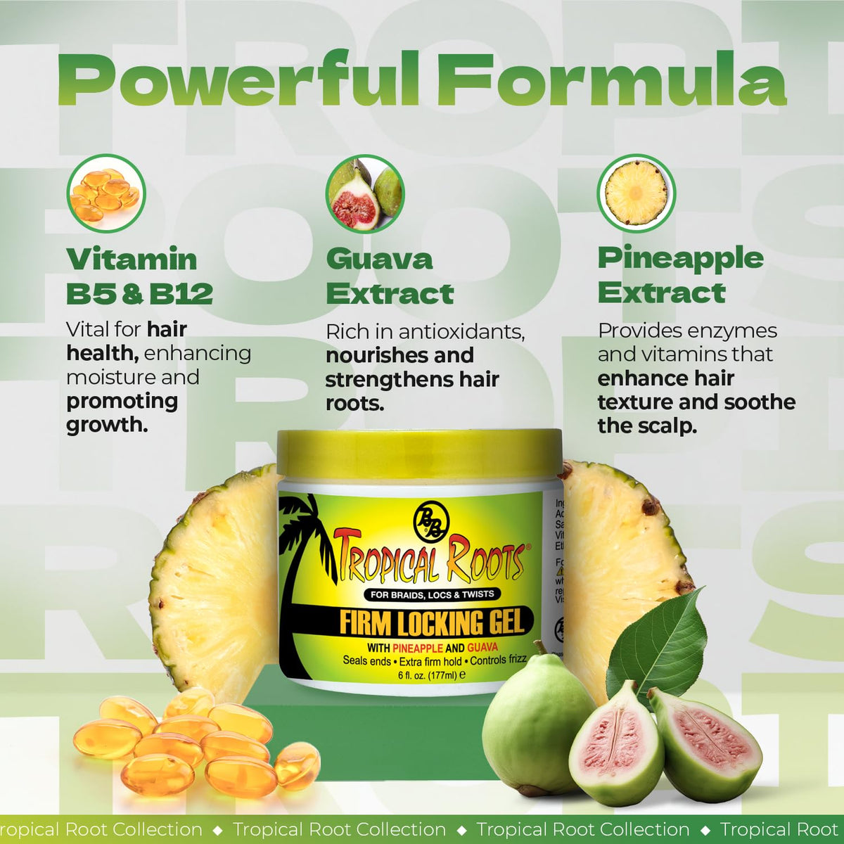 Bronner Bros Tropical Roots Firm Locking Gel - Loc & Twist Gel Ideal for Braids, Twists & Locs with Pineapple & Guava Extracts, Vitamins B5 & B12 Beauty & Personal Care Bronner Bros