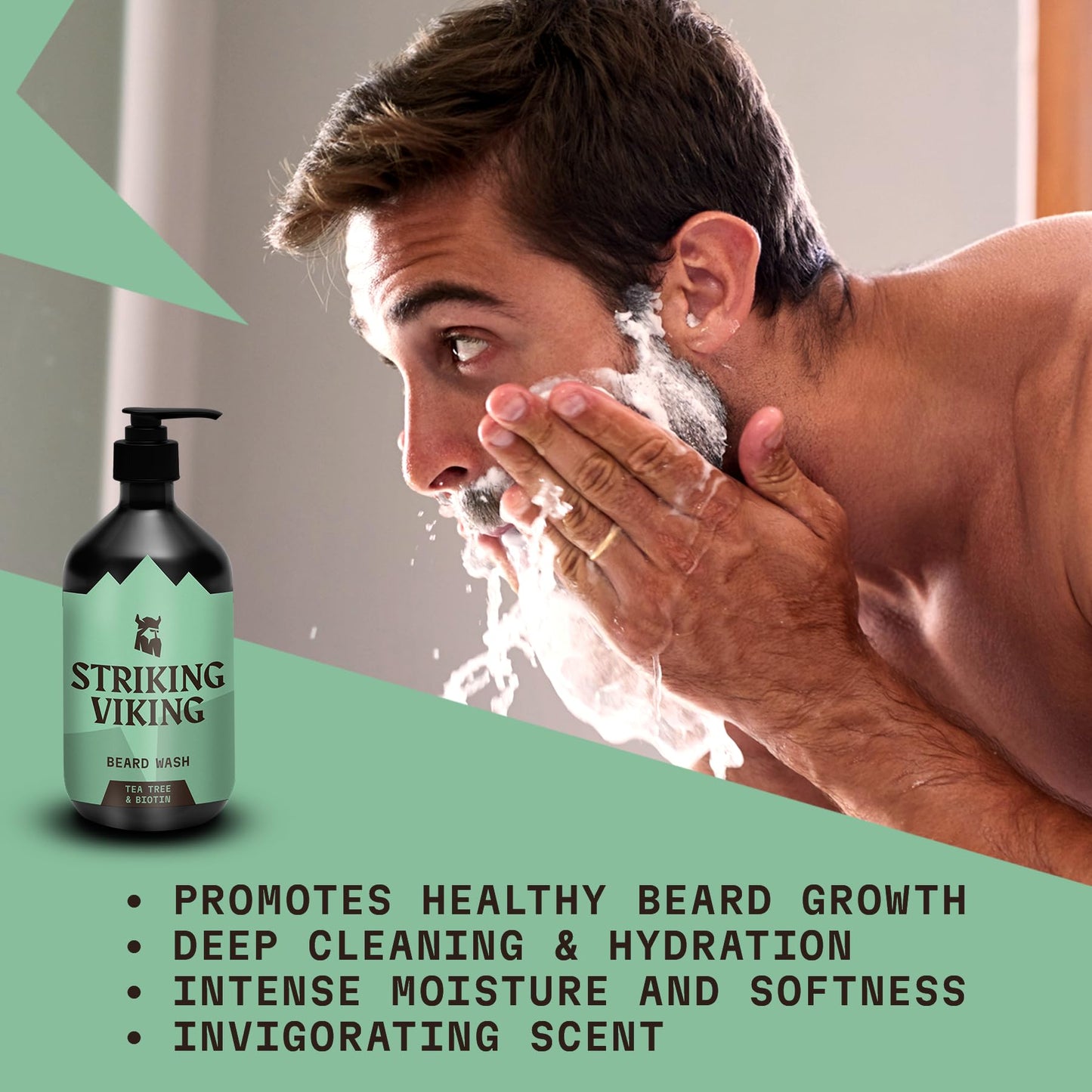 Striking Viking Beard Shampoo with Tea Tree, Biotin & Jojoba Oil - 17 oz Deep Cleansing, Paraben & Sulfate Free for All Beard Types Beauty & Personal Care Striking Viking