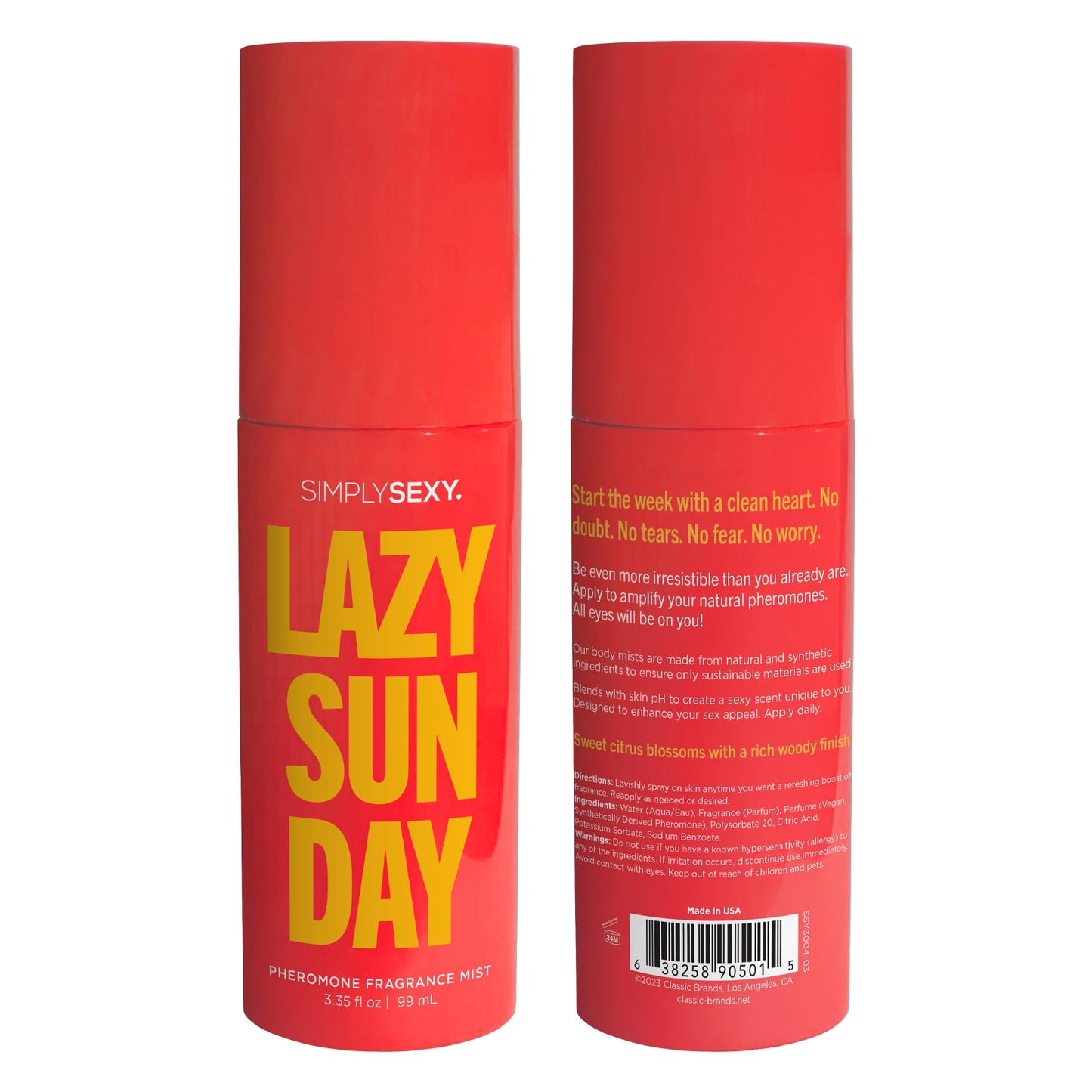 SIMPLY SEXY Affirmations Lazy Sunday Pheromone Body Mist for Women - Citrus Floral Woody Scent with Notes of Citrus Accord, Orange Blossoms and Beauty & Personal Care SIMPLY SEXY