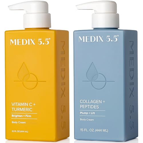 Medix 5.5 Vitamin C Lotion + Collagen Cream Anti Aging Moisturizer Skincare Set, Collagen Lotion Targets Wrinkles, Sagging Skin, Crepey Skin, Vitamin Beauty & Personal Care Medix 5.5