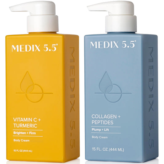 Medix 5.5 Vitamin C Lotion + Collagen Cream Anti Aging Moisturizer Skincare Set, Collagen Lotion Targets Wrinkles, Sagging Skin, Crepey Skin, Vitamin Beauty & Personal Care Medix 5.5