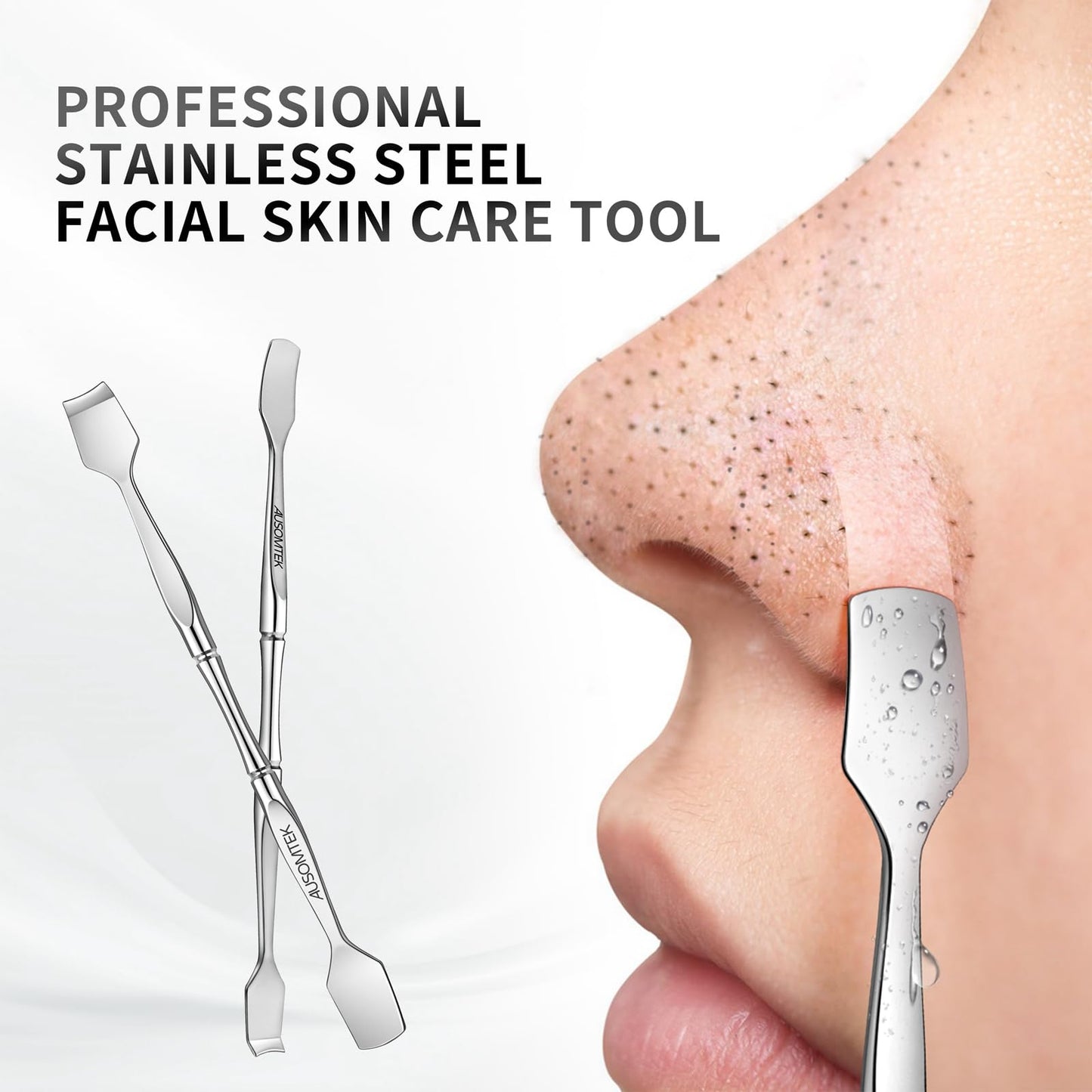AUSOMTEK Blackhead Remover Tool, Pore Cleaner & Comedone Extractor Face Spatula, Professional Stainless Steel Whitehead & Pimple Extractor Tool Beauty & Personal Care Ausomtek