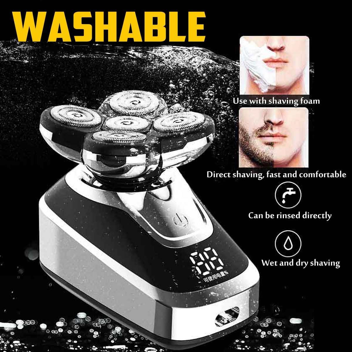 WTCBQC Head Shavers for Bald Men, 5 in 1 Electric Shaver USB Rechargeable IPX5 Multifunctional Grooming kit for Men Women Bald Head Polish Hair Beauty and Personal Care WTCBQC